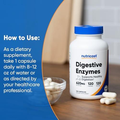 Nutricost Digestive Enzymes 620mg, 120 Capsules - Complete Digestive Enzyme Supplement - görsel 1