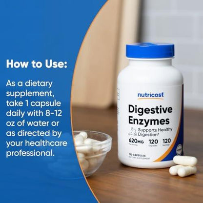 Nutricost Digestive Enzymes 620mg, 120 Capsules - Complete Digestive Enzyme Supplement