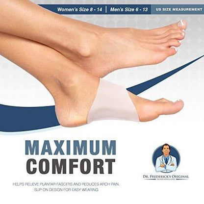 Dr. Frederick's Original Gel Arch Support Sleeves – 2 ct – Built-In Gel Orthotic for Plantar Fasciitis, Flat Feet & Fallen Arches – Low-Profile Foot Support for Men & Women – Wear in Any Shoe