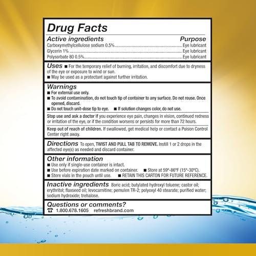 Refresh Optive Mega-3 Lubricant Eye Drops For Dry Eyes, Preservative-Free, 0.01 Fl Oz Single-Use Containers, 30 Count - görsel 4