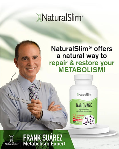 MagicMag C by NaturalSlim, Magnesium Citrate Capsules for Muscle Relaxation, Sleep Quality, Nerve Function & Electrolyte Support, Daily Magnesium Supplement for Men and Women, 100 Capsules