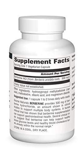 Source Naturals Berberine Vegetable Capsule, for Gastrointestinal Support* - 120 Vegetarian Capsules - görsel 1