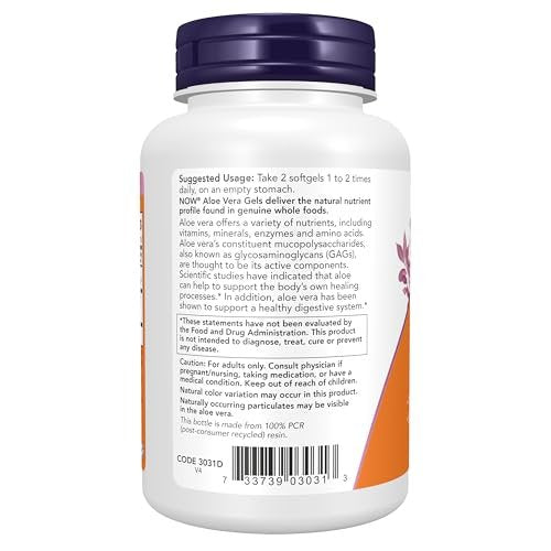 NOW Foods Supplements, Aloe Vera (Aloe barbadensis) 10,000 mg, Supports Digestive Health*, 250 Softgels - görsel 4