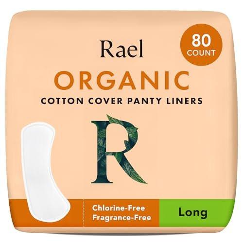 Rael Panty Liners for Women, Organic Cotton Cover - Long Pantiliners, Light Absorbency, Unscented, Chlorine Free (Long, 80 Count) - görsel 1