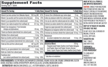 Men's One Daily Multivitamin, 62% Whole Food Cultured, Vegan, 21 Vitamins and Minerals, 65 Tablets, 2 Month Supply