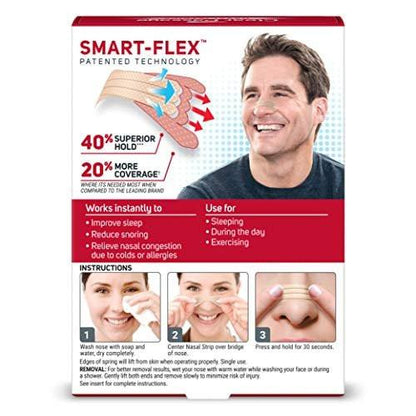 Clear Passage Nasal Strips, Clear Extra Strength, 50 Count | Works Instantly to Improve Sleep, Reduce Snoring, & Relieve Nasal Congestion Due to Colds & Allergies