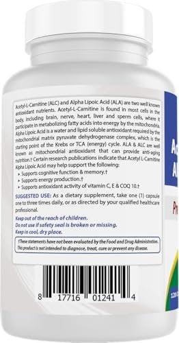 Best Naturals Acetyl L-Carnitine and Alpha Lipoic Acid 750 mg 120 Capsules - görsel 3