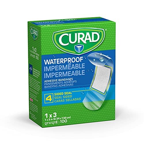CURAD Plastic Waterproof Adhesive Bandage for First Aid, Stays on in the Pool, Holds for 12 Hours, Bandages for Fingers & Elbows, Sterile, 1 x 3 Inches, 100 Count - görsel 2