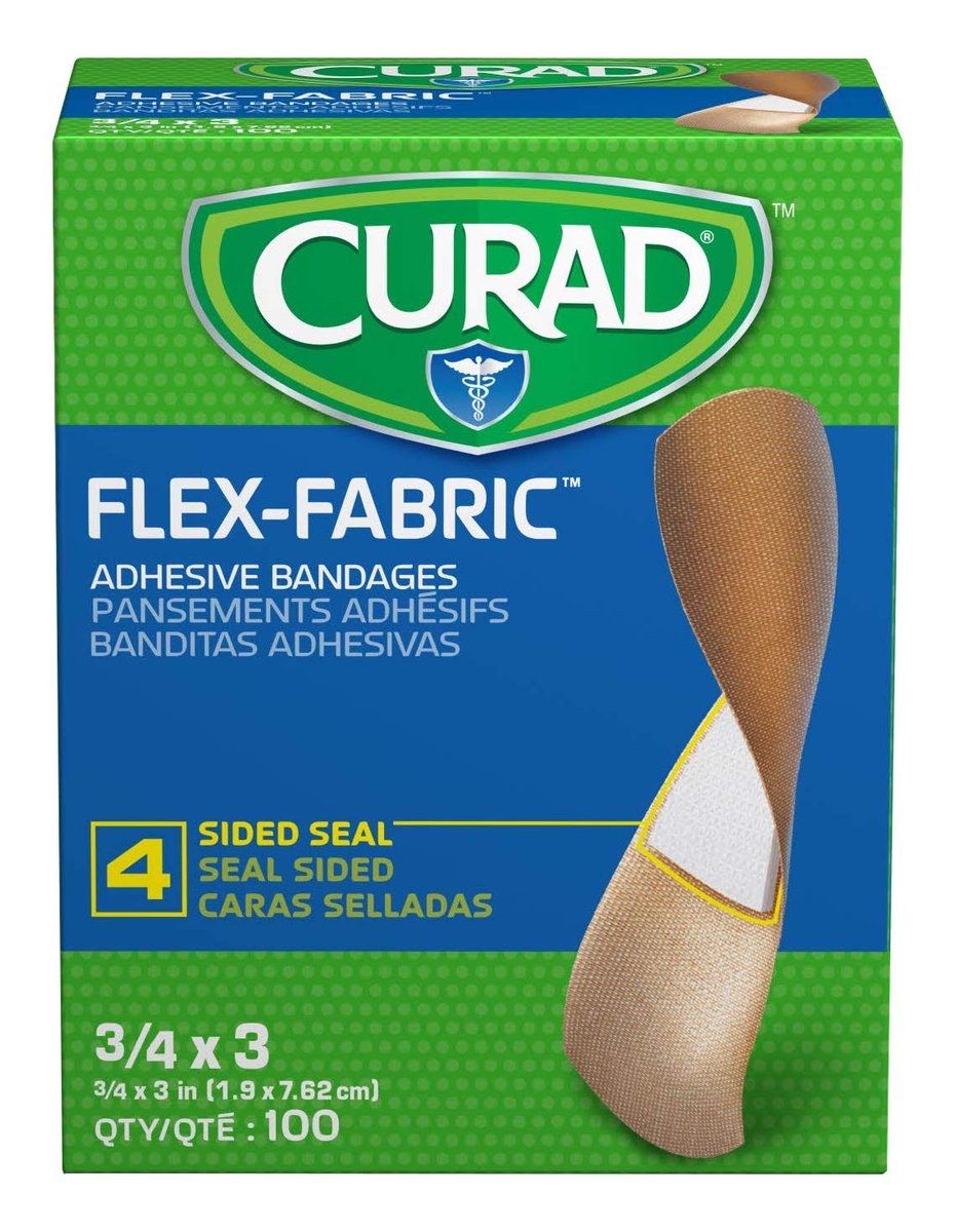 CURAD Flex Fabric Adhesive Bandages, 3/4" x 3", Tan, 100 Count - görsel 3