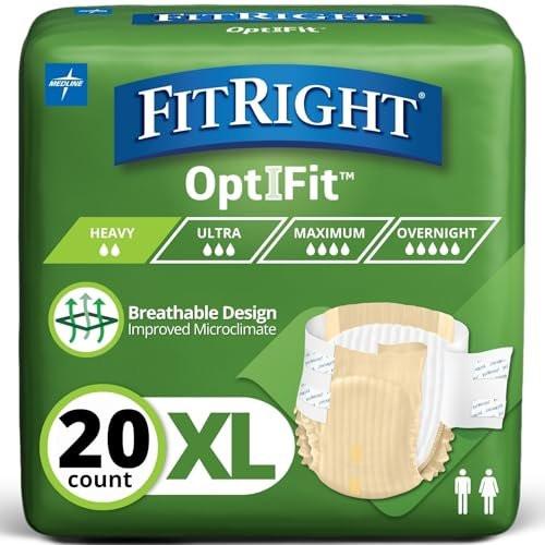 FitRight Adult Incontinence Briefs with Tabs, Moderate Absorbency, XL, 56" to 64", 20 Count - görsel 5