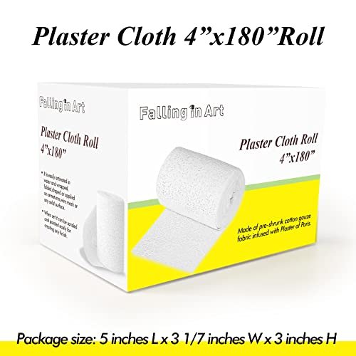 Falling in Art Plaster Cloth Rolls, 500gsm Plaster Strip, Plaster Gauze Bandages for Craft Projects, Mask Making, Belly Casts, Body Molds, 4inch x180inch, Single roll - görsel 7