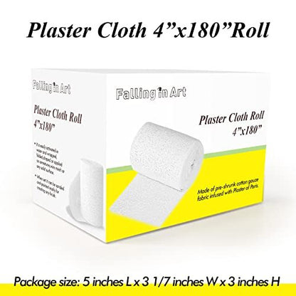 Falling in Art Plaster Cloth Rolls, 500gsm Plaster Strip, Plaster Gauze Bandages for Craft Projects, Mask Making, Belly Casts, Body Molds, 4inch x180inch, Single roll