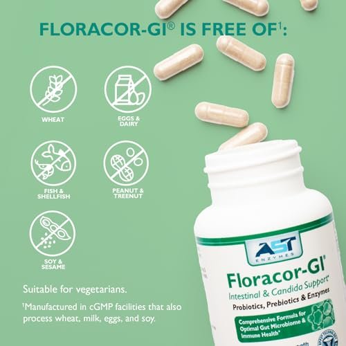 AST Enzymes Floracor - Supports Gut & – Triple-Action Formula: Floracor contains probiotics (beneficial bacteria), – Image 1