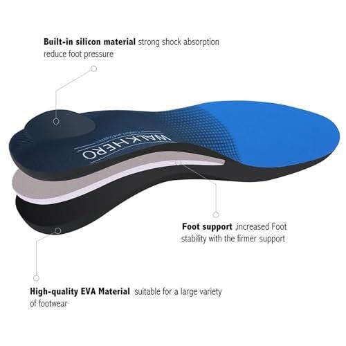 Arch Support Inserts for Men Women - Plantar Fasciitis High Arch Support Insoles, Orthotics Shoe Inserts for Flat Feet, Foot Pain Relief Shock Absorption and Cushioning (Mens 14-14 1/2) - görsel 6