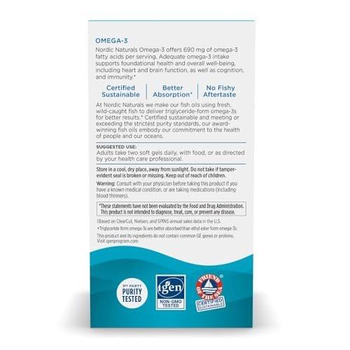 Nordic Naturals Omega-3, Lemon Flavor - 90 Soft Gels - 690 mg Omega-3 - Fish Oil - EPA & DHA - Immune Support, Brain & Heart Health, Optimal Wellness - Non-GMO - 45 Servings - görsel 5