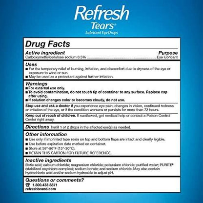Refresh Tears Lubricant Eye Drops 4x15 ml, 1x5 ml – Soothing Relief for Dry Eyes