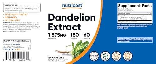 Nutricost Dandelion Extract 180 Capsules for 60 Servings Per Bottle - Vegan, GMO Free and Gluten Free - görsel 4