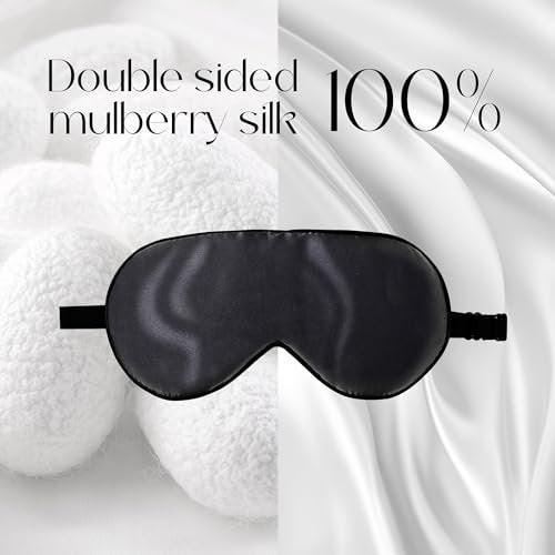 ZIMASILK 2 Pack 100% Natural Silk Sleep Mask, Adjustable Super-Smooth Soft Eye Mask for Sleep, Multiple Color Options (2 Pack,Black) - görsel 5