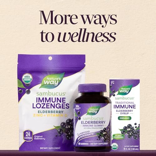 Nature's Way Sambucus Immune Lozenges, Elderberry Lozenges for On-the-Go Use with Zinc, Vitamin C & Black Elderberry Extract, Certified Organic Immune Support, Honey Lemon Flavor, 24 Count - görsel 13