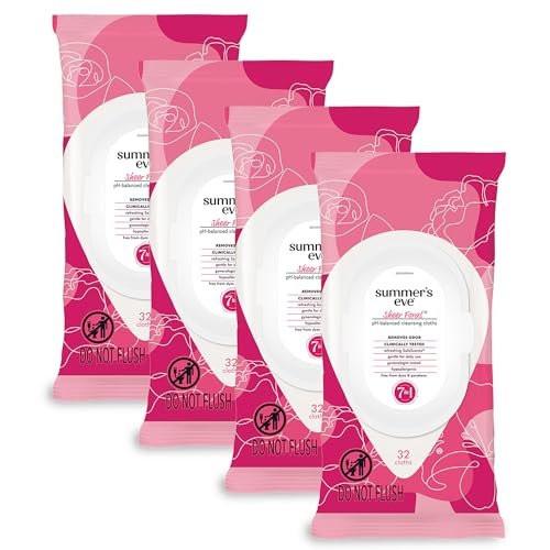 Summer's Eve Sheer Floral Feminine Wipes, Gentle pH-Balanced Formula Helps Control Vaginal Odor, Resealable Pack, 32 Wipes, Pack of 4 - görsel 14
