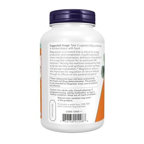 NOW Foods Supplements, Magnesium Citrate, Enzyme Function*, Nervous System Support*, 240 Veg Capsules - görsel 1
