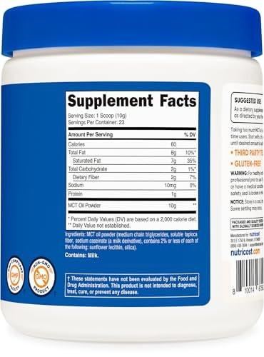 Nutricost Premium MCT Oil Powder .5LBS - Best for Keto, Ketosis, and Ketogenic Diets - Zero Net Carbs, Non-GMO and Gluten Free - görsel 10
