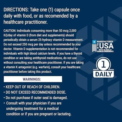 Life Extension Vitamins D and K with Sea-Iodine, Vitamin D3, Vitamin K1 and K2, Iodine, Supports Immune, Bone, arterial and Thyroid Health, Non-GMO, Gluten-Free, 60 Capsules - görsel 9
