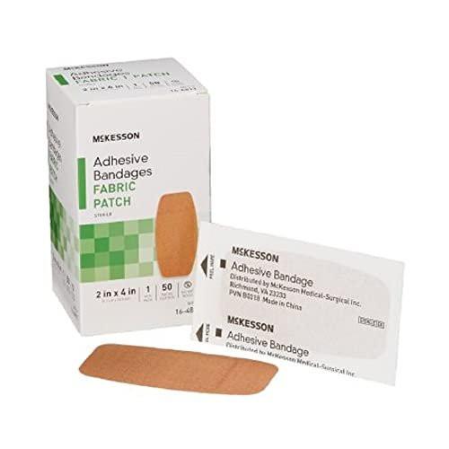 McKesson Adhesive Bandages, Sterile, Fabric Patch, 2 in x 4 in, 50 Count, 1 Pack - görsel 1