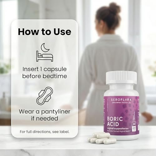 Seroflora Boric Acid 600mg Feminine Capsules, Feminine pH Support, Intimate Freshness for Women, Fast-Dissolving Capsules (30 Count) - görsel 7