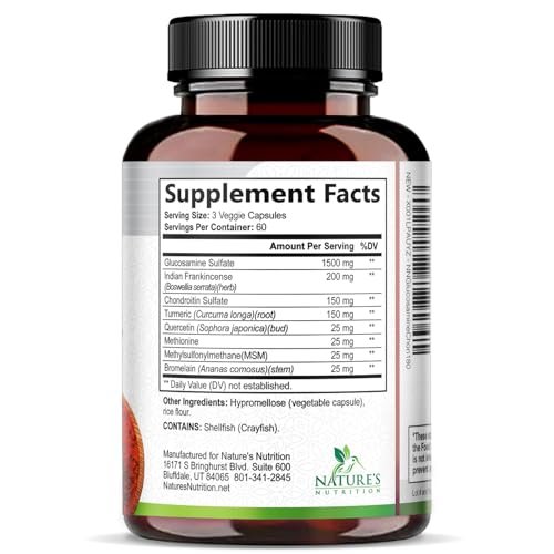 Glucosamine Chondroitin MSM - Joint Support Supplement for Joint Mobility and Cartilage Support For Men and Women - Triple Strength Glucosamine Supplements with Turmeric & Boswellia - 180 Capsules - görsel 15
