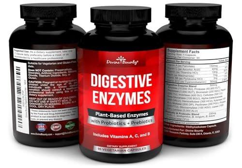 Divine Bounty Digestive Enzymes with Probiotics & Prebiotics with Lipase, Amylase, Bromelain - Support a Healthy Digestive Tract for Men and Women – 90 Vegetarian Capsules - görsel 2