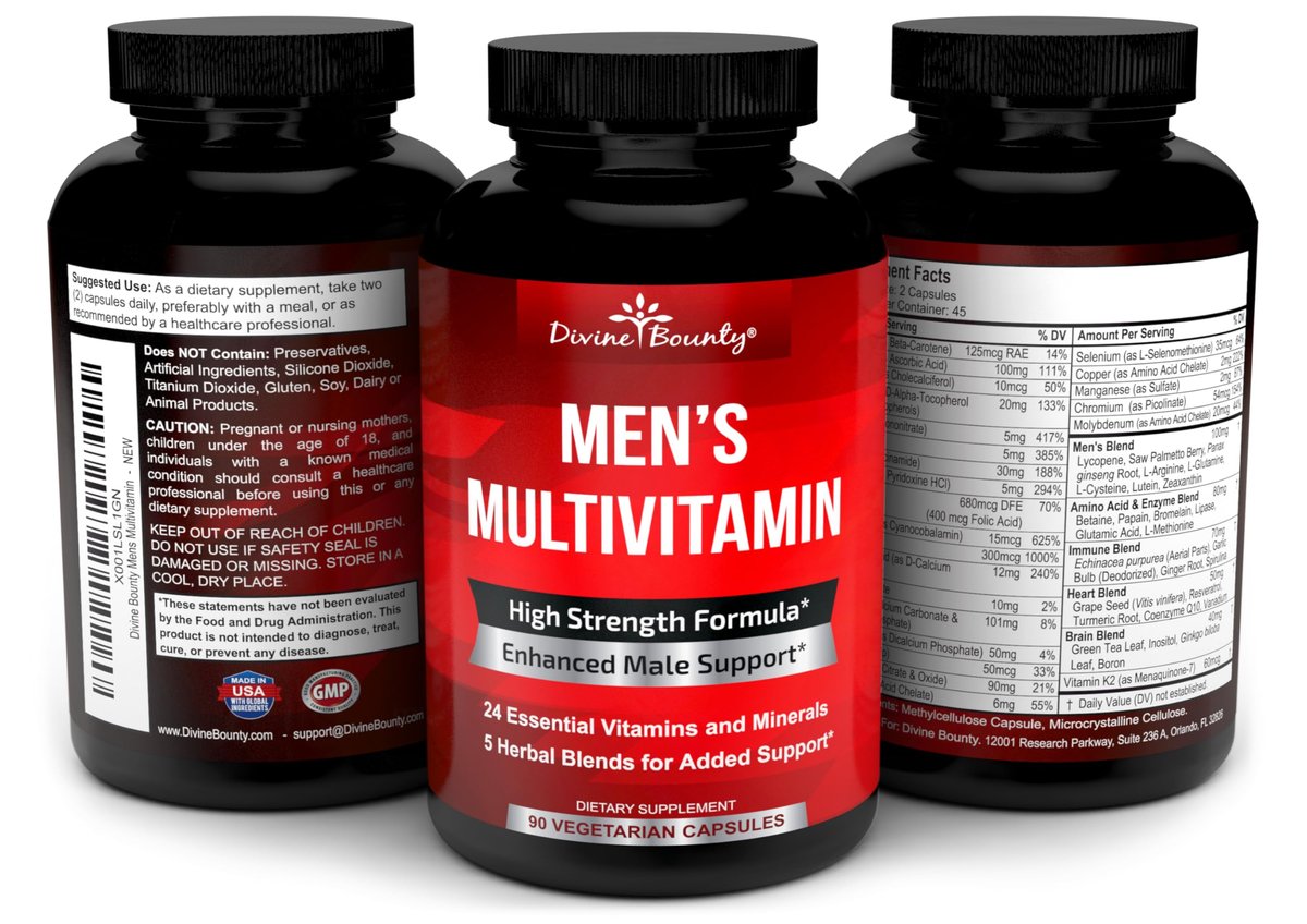 Mens Multivitamin – Daily Multivitamin for Men with Vitamin A C D E K B Complex, Calcium, Magnesium, Selenium, Zinc Plus Heart, Brain, Immune, and Men's Multivitamins – 90 Vegetarian Capsules - görsel 8