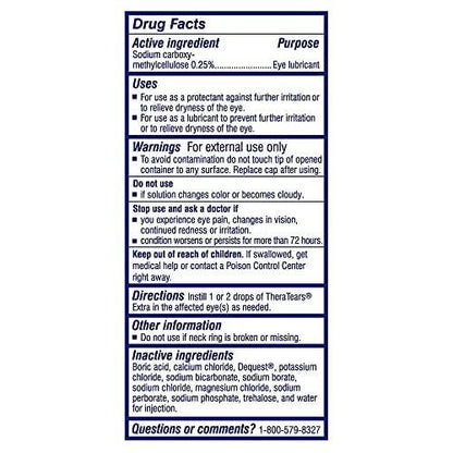 TheraTears Extra Dry Eye Therapy Lubricating Eye Drops for Dry Eyes, 0.5 fl oz Bottle, 2 Count (Pack of 1)