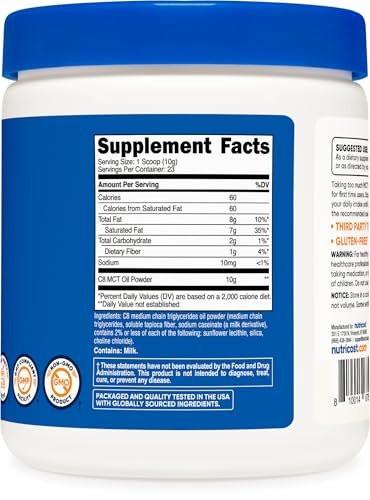 Nutricost C8 MCT Oil Powder 23 Servings (8oz) - 95% C8 MCT Oil Powder
