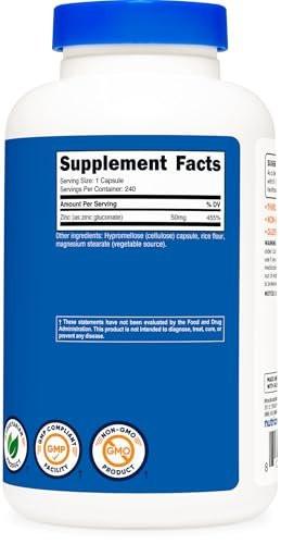 Nutricost Zinc Gluconate 240 Vegetarian Capsules (50mg) - Gluten Free and Non-GMO - görsel 7