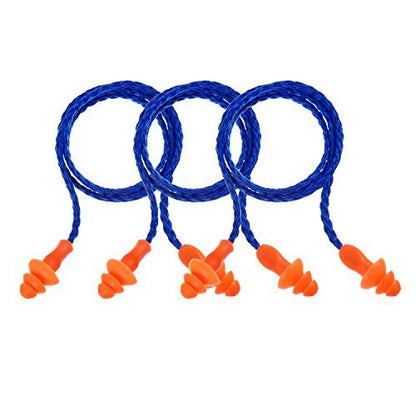 20 Pairs Corded Ear Plugs Reusable Silicone Earplugs with String Banded Ear Plug for Sleeping Noise Cancelling Noise Reduction Hearing Protection (Blue-Orange)