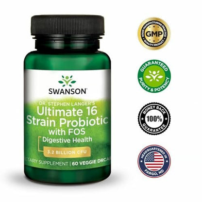 Swanson Dr. Stephen Langer's 16-Strain – 16 Diverse Probiotic Strains: Including Lactobacillus acidophilus, – Image 1