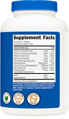 Nutricost Vitamin B Complex 462mg, 240 Capsules - with Vitamin C - Energy Complex - görsel 1
