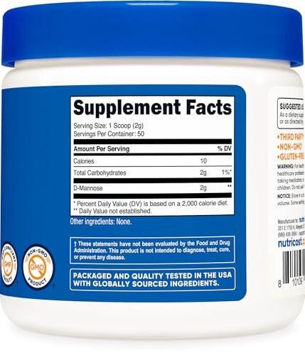 Nutricost D-Mannose Powder 100 Grams (50 Servings) - Non-GMO and Gluten Free - görsel 10