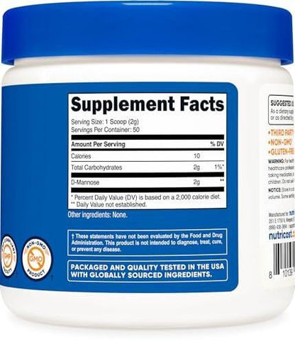 Nutricost D-Mannose Powder 100 Grams (50 Servings) - Non-GMO and Gluten Free