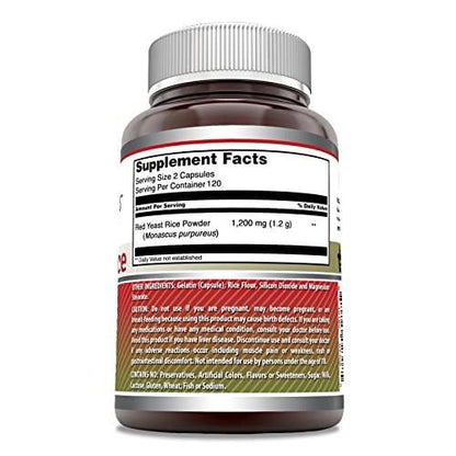 Amazing Formulas Red Yeast Rice 1200mg Per Serving 240 Capsules Supplement | Non-GMO | Gluten Free | Made in USA