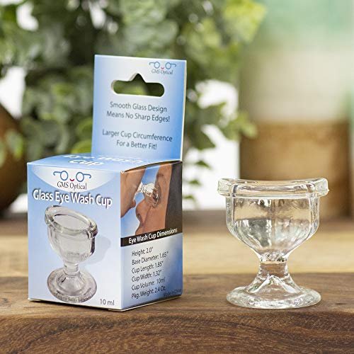 GMS Optical Glass Eye Wash Cup - Soothing Relief from Allergens, Irritants, Makeup, Dust, Dry Eyes and More - Use With Distilled Water or Saline (10 mL Volume) - görsel 2