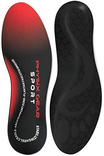 Physix Gear Orthotic Insoles for Men & Women - Arch Support Orthotics Insole, Orthopedic Insoles, Inserts for Men & Women, Foot Insoles for Plantar Fasciitis Comfort, Shoe Insert, Feet, Red/Black, M