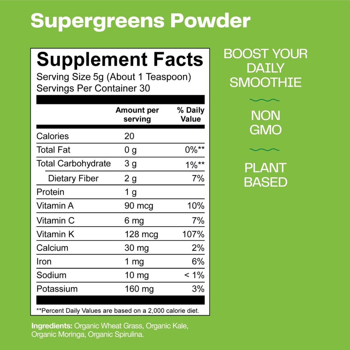 Amazing Grass Super Greens Booster: Greens Powder Smoothie Mix with Spirulina, Moringa, Wheat Grass & Kale Smoothie Booster, Chlorophyll Providing Greens, 30 Servings - görsel 3