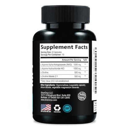 Extra Strength Nitric Oxide Booster - 3X Strength L-Arginine AKG & Citrulline Malate - Men & Women Premium Pre Workout Nitric Booster - Natural Energy & Muscle Support, Bottled in USA - 120 Capsules