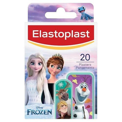 Elastoplast Disney Frozen Plasters, Assorted Sizes (16 Pieces), Coloured, First Aid Wound Care for Children with Frozen Designs, Various Sized, Skin-Friendly