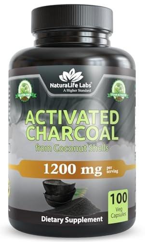 NaturaLife Labs Activated Charcoal 1200 mg per Serving – from Coconut Shells – 100 Veg Capsules – Non-GMO, Gluten-Free, Vegan - görsel 2