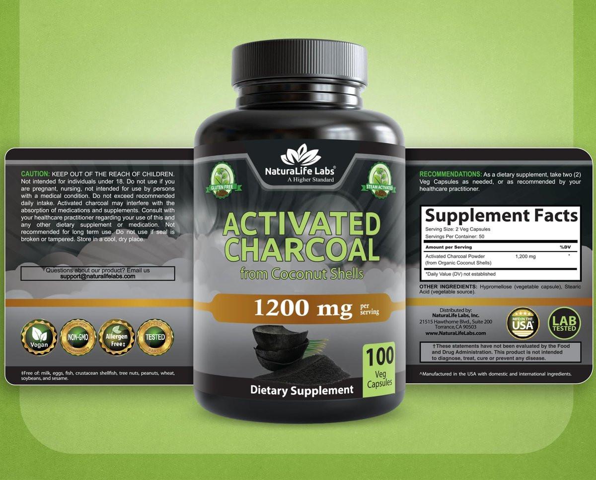 NaturaLife Labs Activated Charcoal 1200 mg per Serving – from Coconut Shells – 100 Veg Capsules – Non-GMO, Gluten-Free, Vegan - görsel 15
