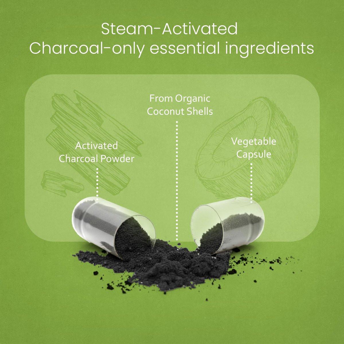 NaturaLife Labs Activated Charcoal 1200 mg per Serving – from Coconut Shells – 100 Veg Capsules – Non-GMO, Gluten-Free, Vegan - görsel 7