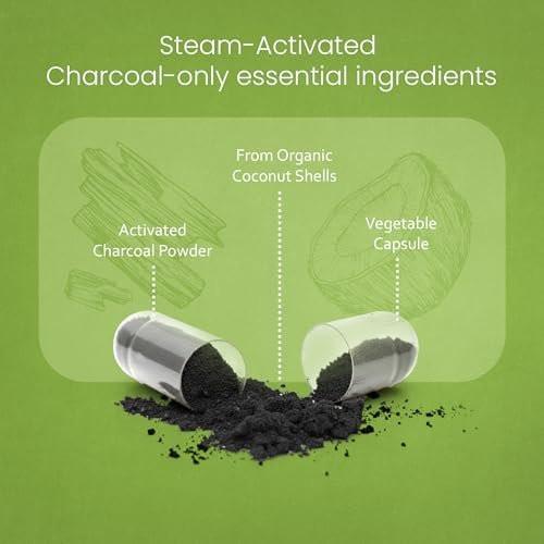 NaturaLife Labs Activated Charcoal 1200 mg per Serving – from Coconut Shells – 100 Veg Capsules – Non-GMO, Gluten-Free, Vegan - görsel 8